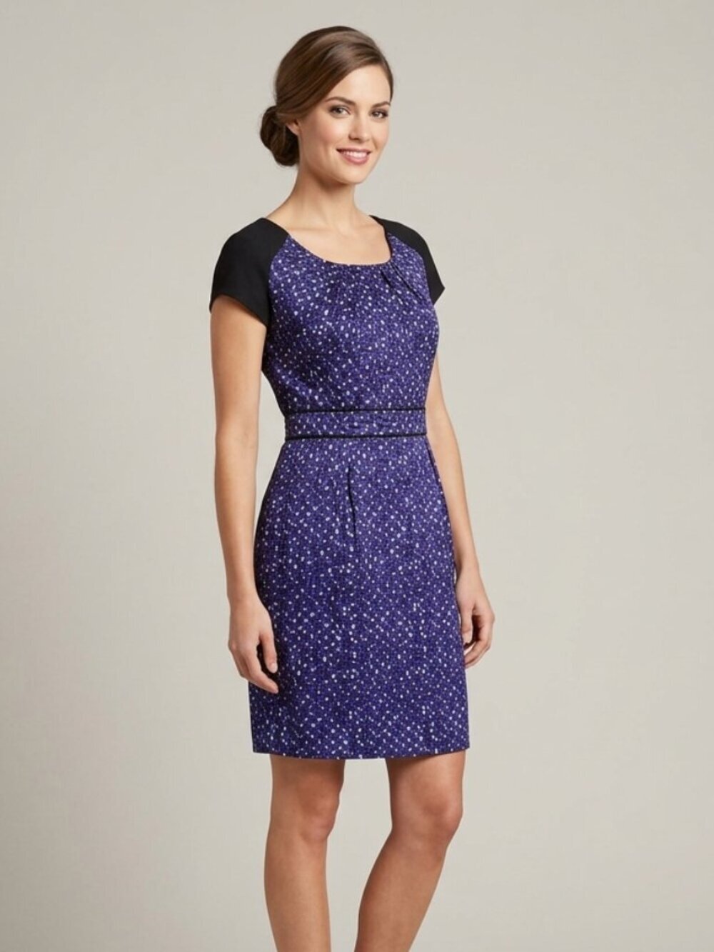 Jacob Blue and Black Dress with Cap sleeves